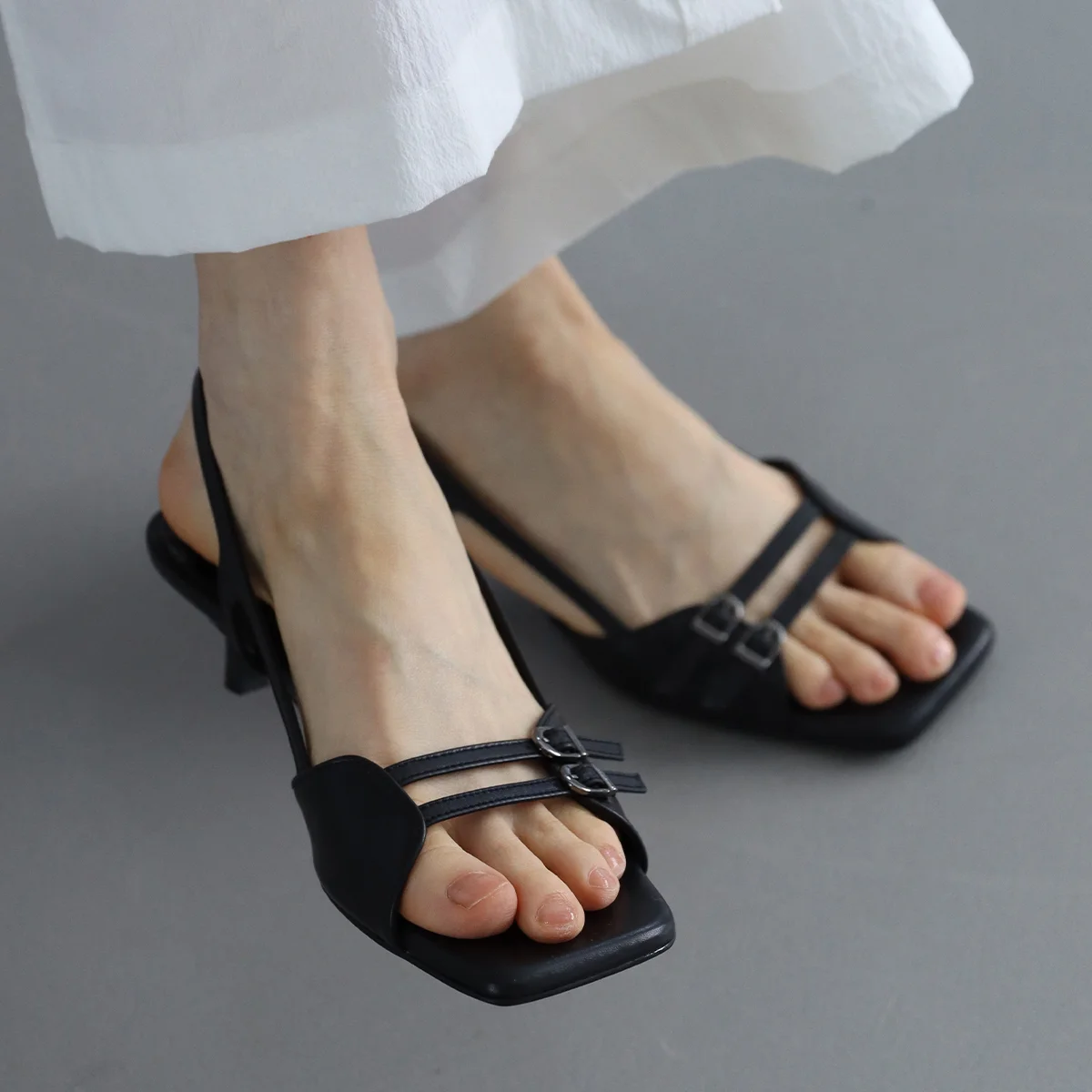 Double Buckle Sandal_26042_black
