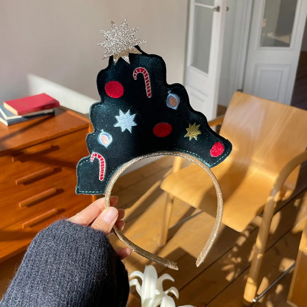 刺繡聖誕樹髮箍
