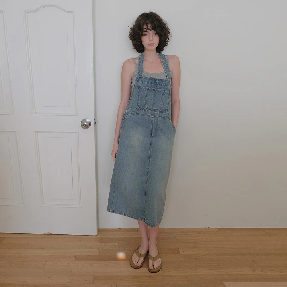 Velin Halter Denim Dress - Middle Blue
