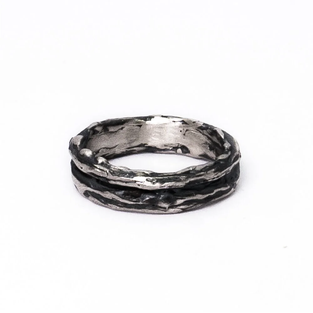 HR 161R_Rough Line Texture Ring (Silver 925)
