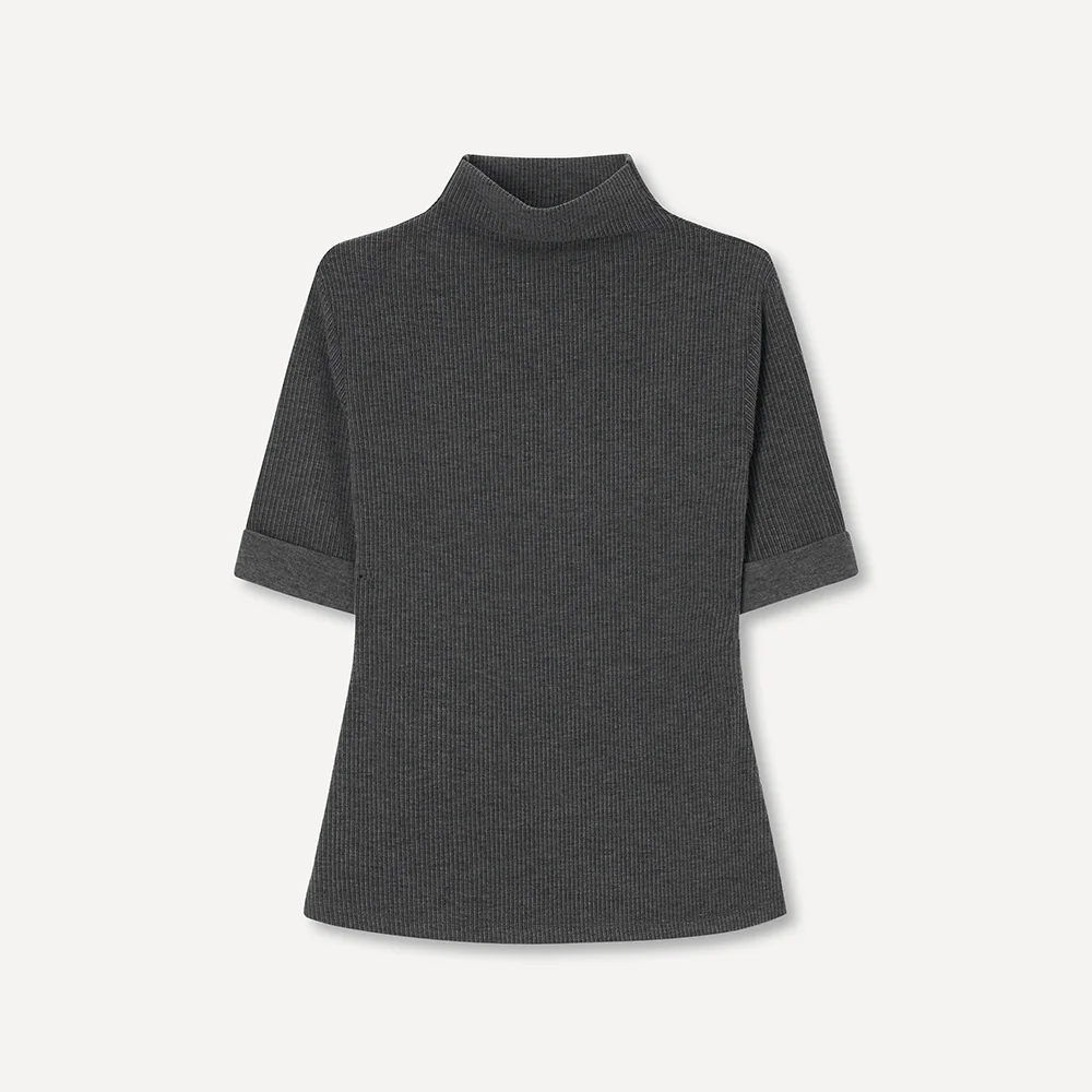 RIVER MOCK NECK T-SHIRT (GRAY)