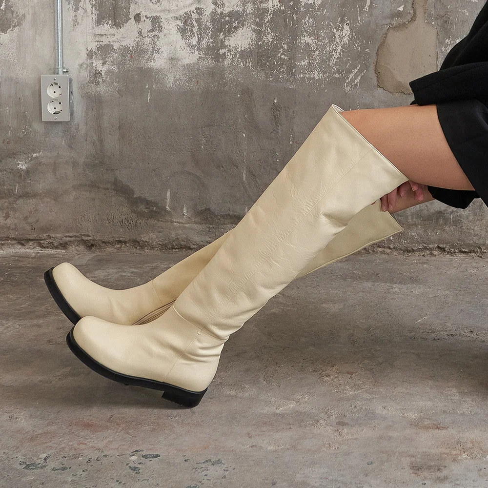 Noah Thigh High Boots Cream