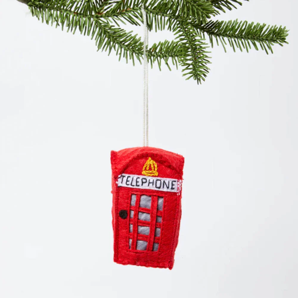 電話亭 聖誕節 Tree Ornament 鑰匙扣