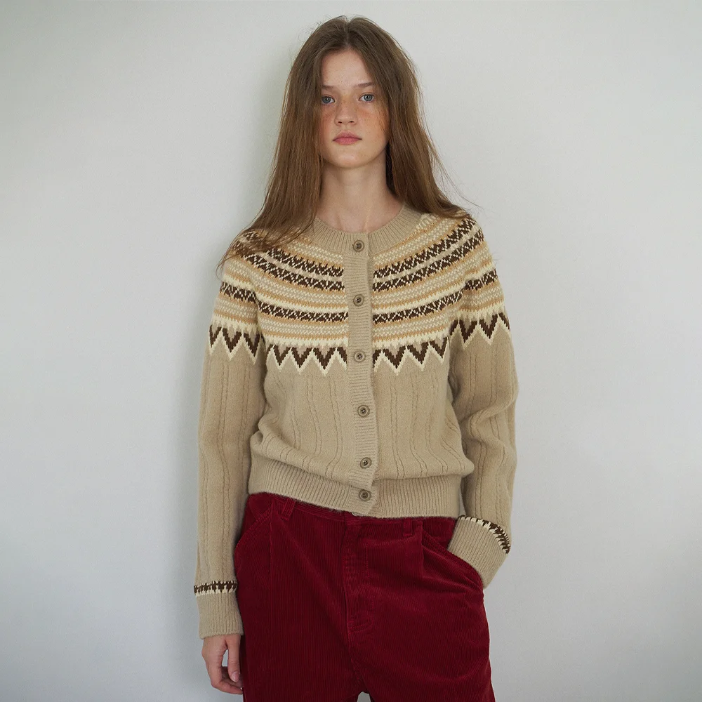 Nordic Alpaca Vintage Cardigan_Beige