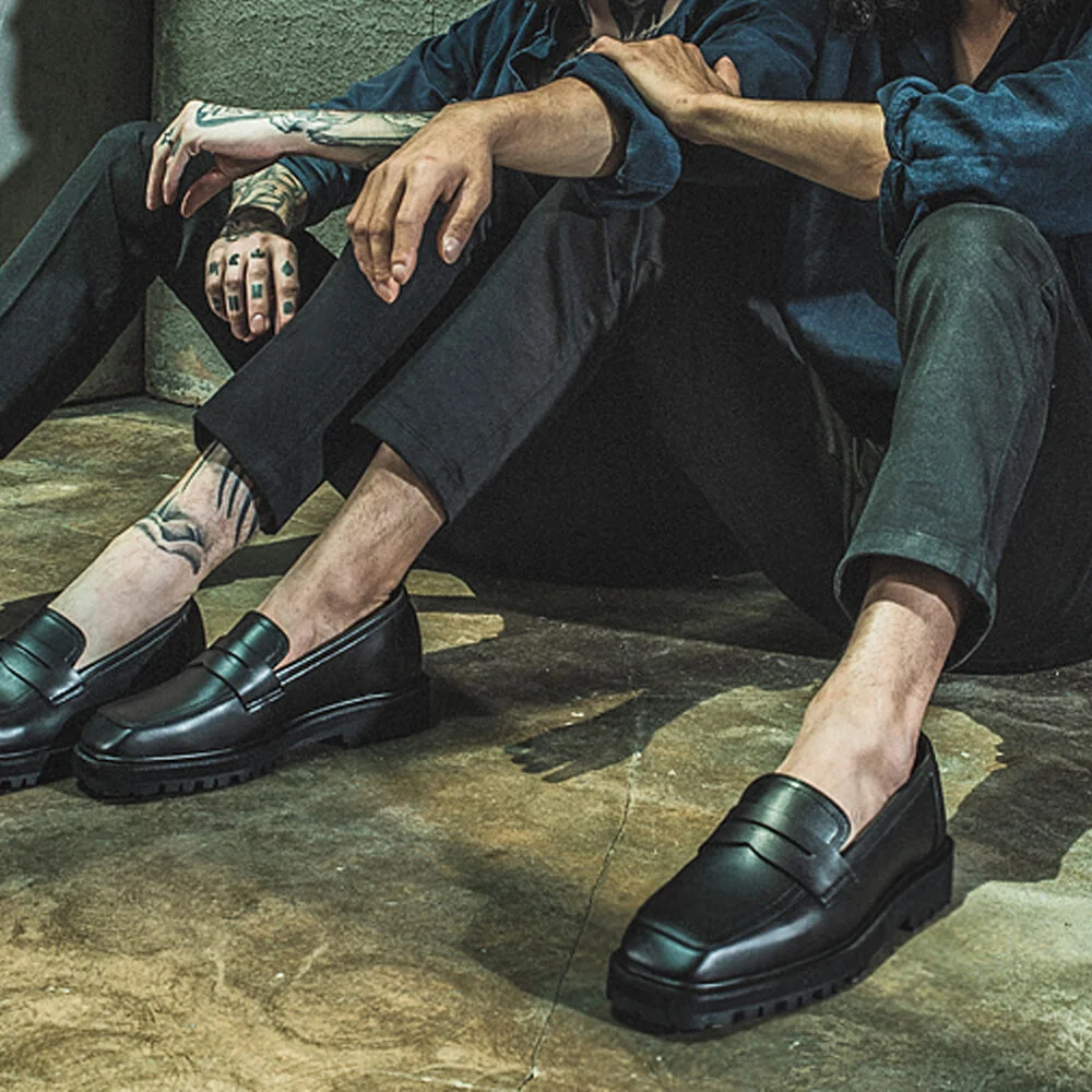 Miami Project 2191 Getafe 牛皮 方頭 Penny 樂福鞋 Vantablack