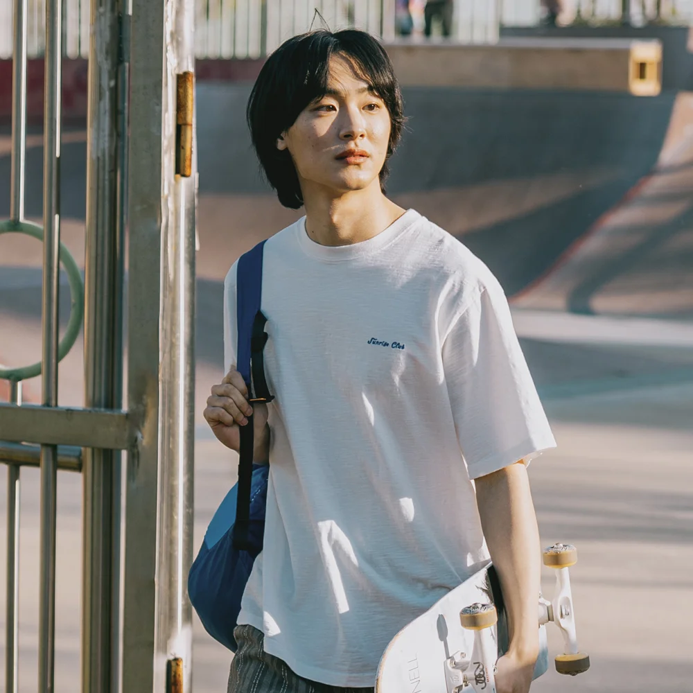 SLUB COTTON HALF T-SHIRT (WHITE)