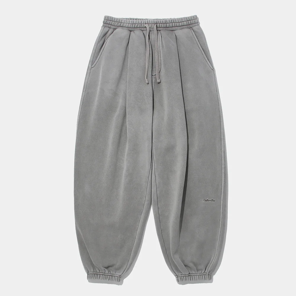 TINY SCRIPT DYED FLEECE WIDE JOGGER SWEATPANTS_GRAY