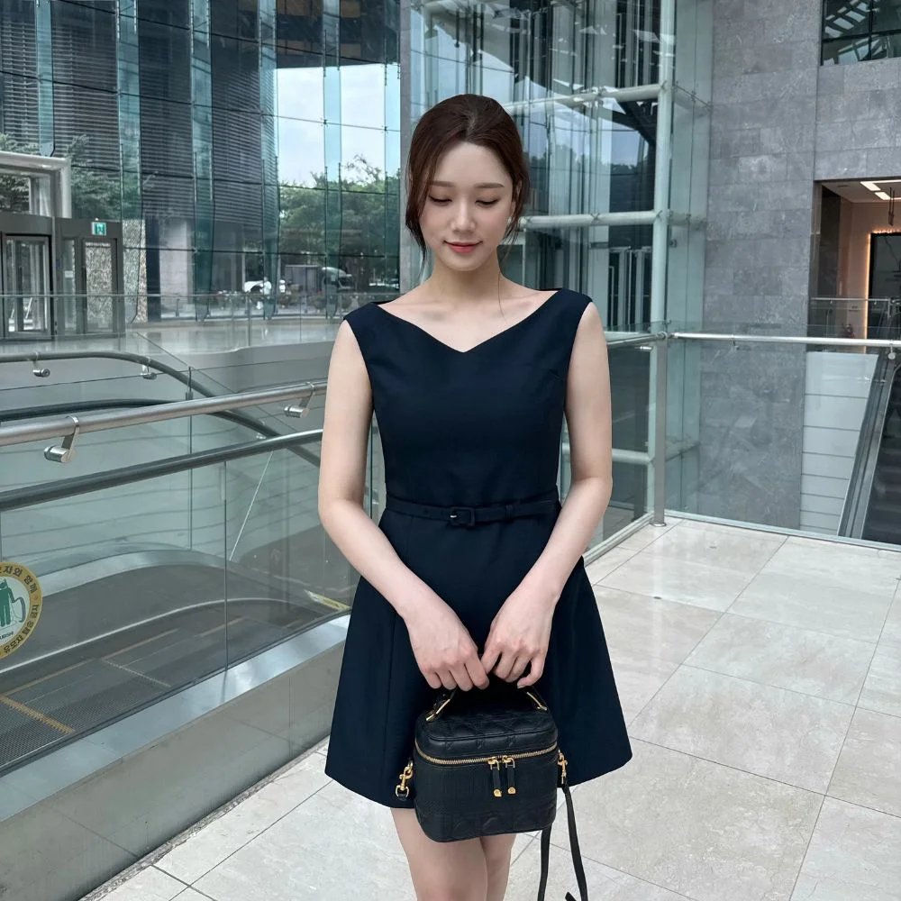 Sienna Semi Off-Shoulder Mini Dress - Navy