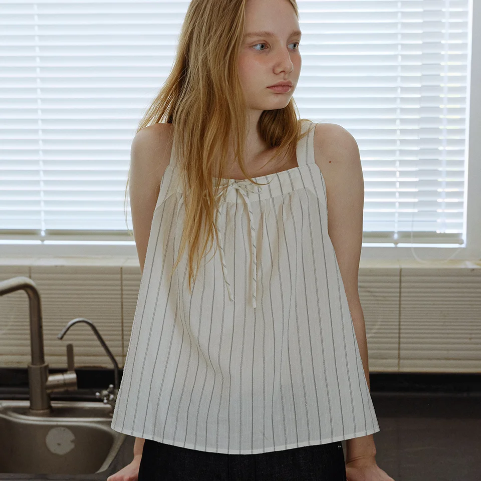 stripe string top (off white)