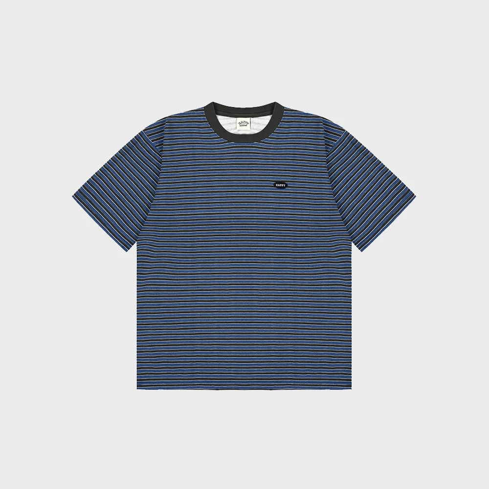 INDIGO STRIPE HALF T-SHIRT (BLUE)