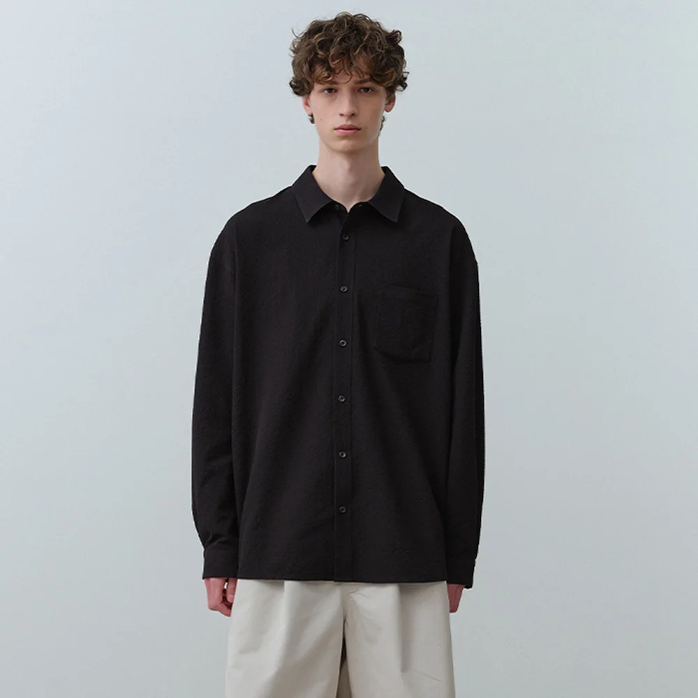 泡泡紗 襯衫 Black