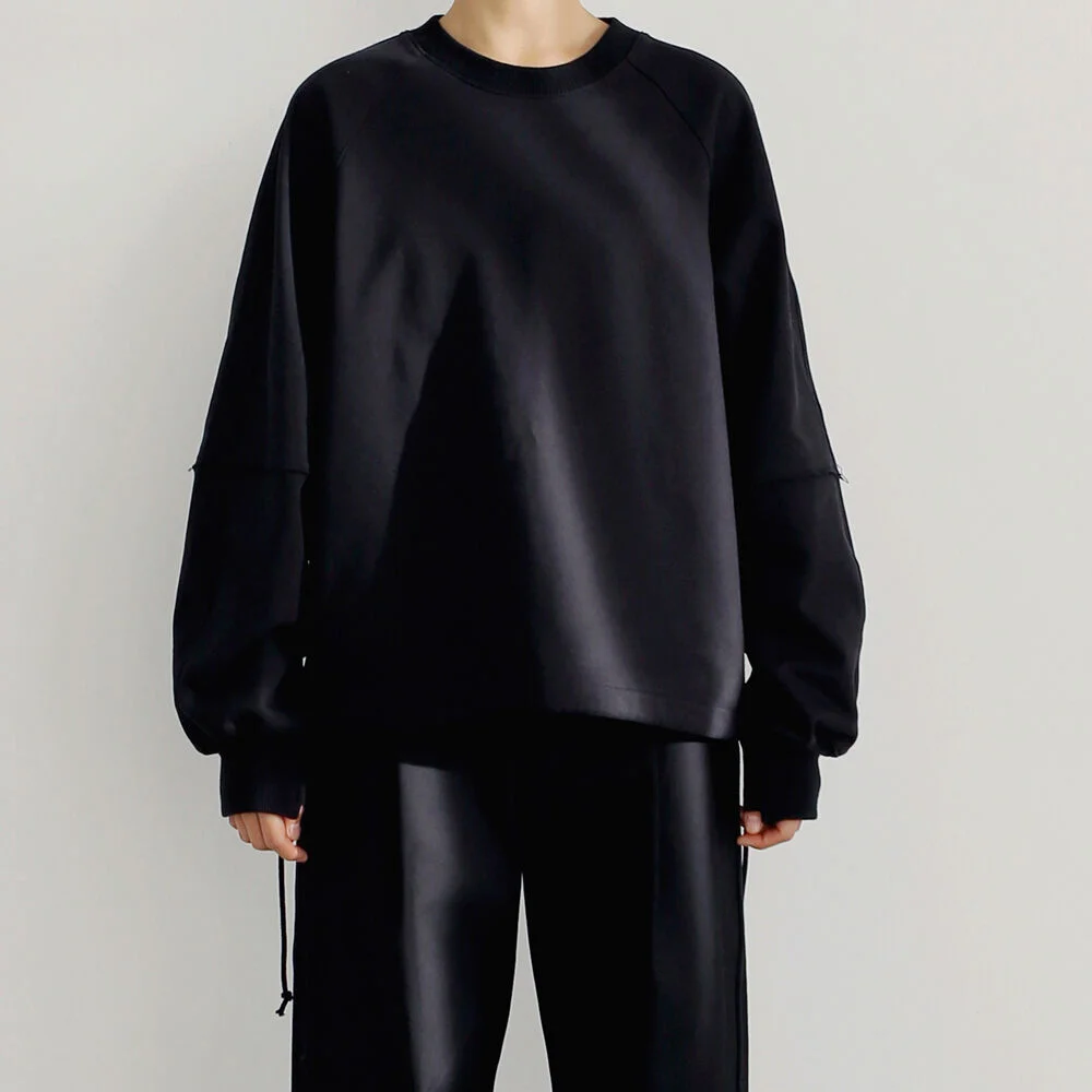 Rope Raglan Sweatshirts / Black