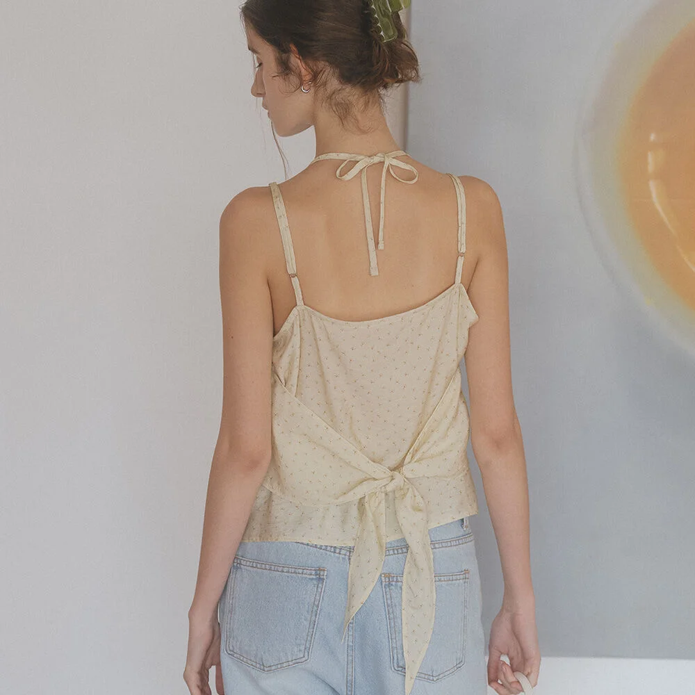 Floral halter neck blouse _Beige