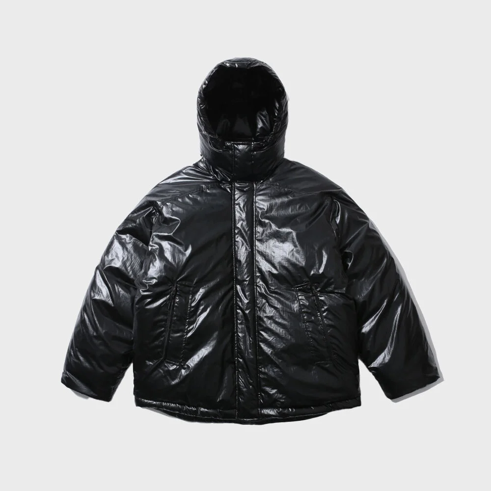 SLEEK HOODED DOWN PARKA (BLACK GROSSY)