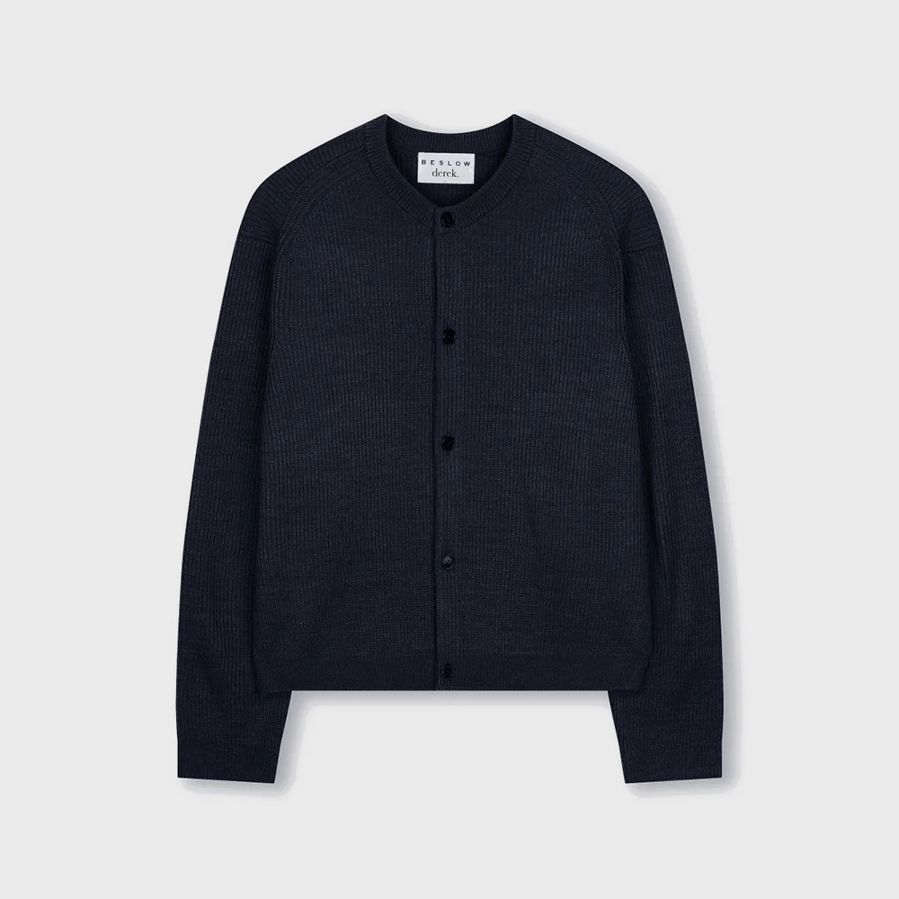 CREW NECK SHORT CARDIGAN DARK NAVY