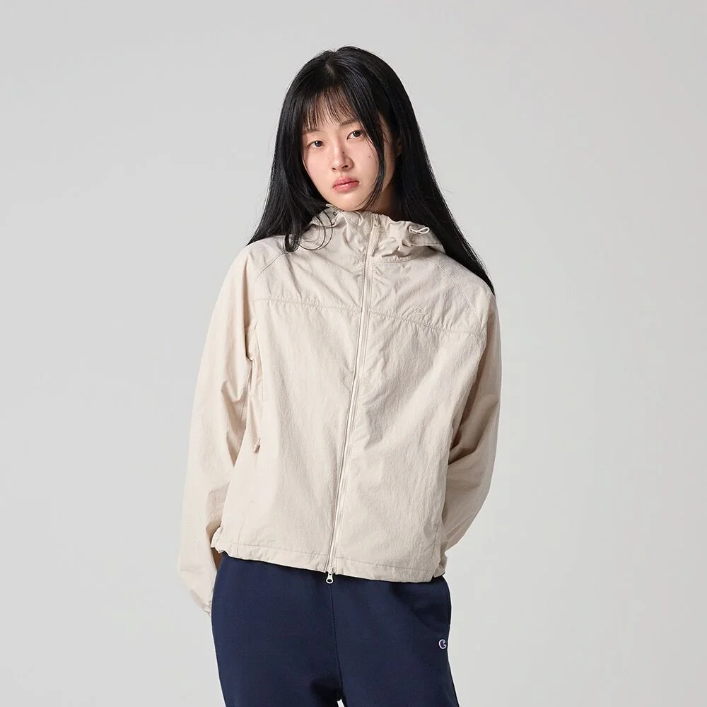 女裝 小 C標誌 連帽 風衣 Beige