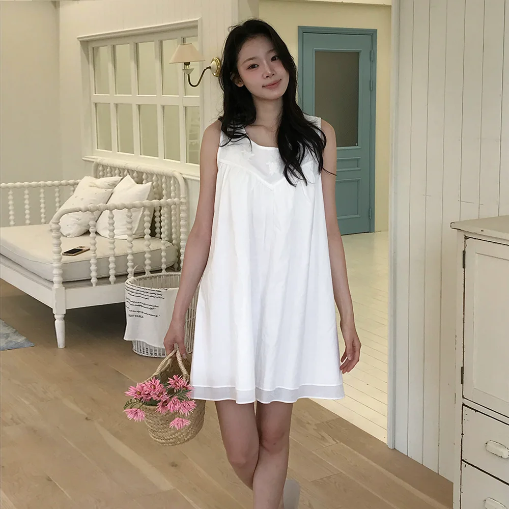 rose embroidery mini dress - off white