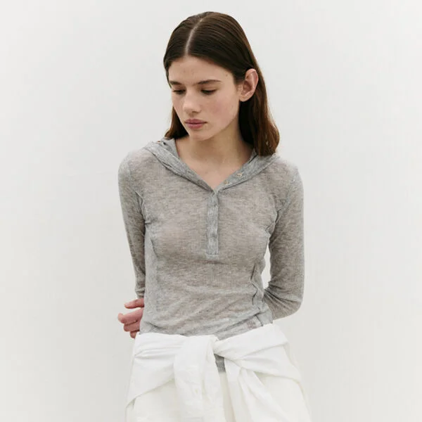 NUBASIC SLIM FIT HOOD T-SHIRT GRAY