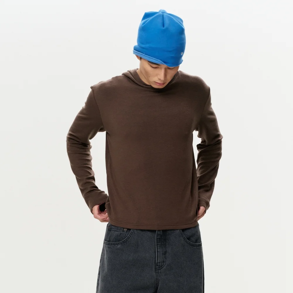 MEN ERA JERSEY HOODED TOP - BROWN