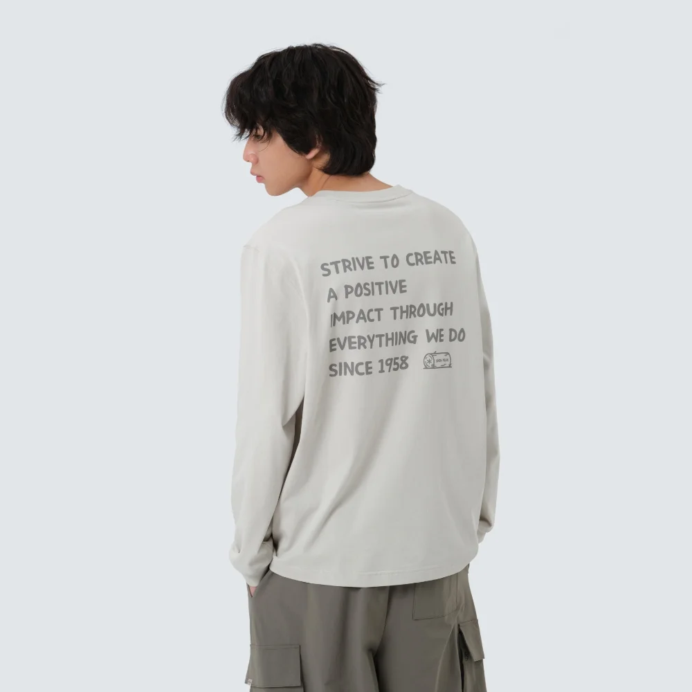 Aero Heat 字母印花 長袖 T恤 Stone Gray (S25FUFTL24)