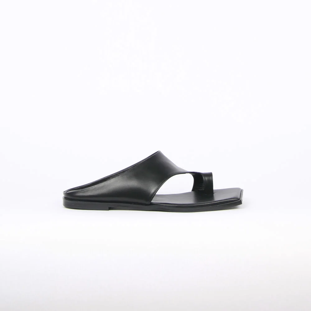 Diana Leather Slides Black