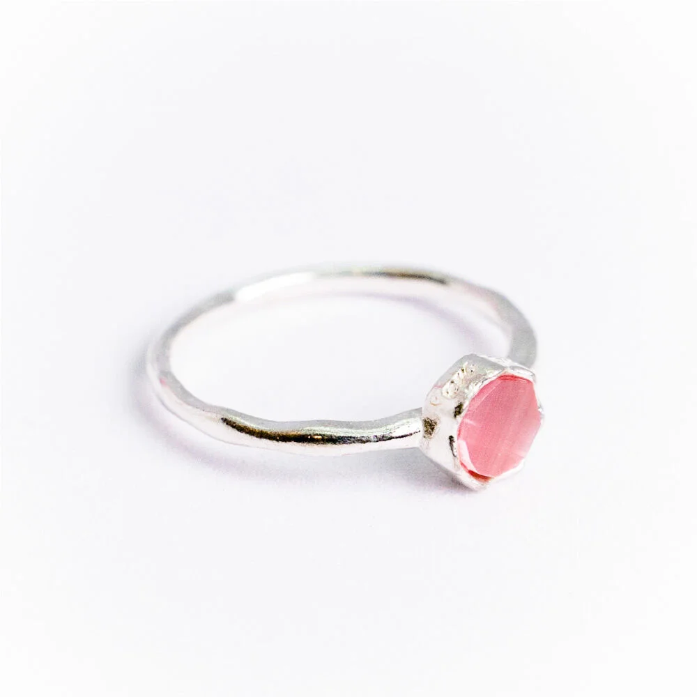 HR 169R_Pink Cat's Eye Ring (Silver 925)