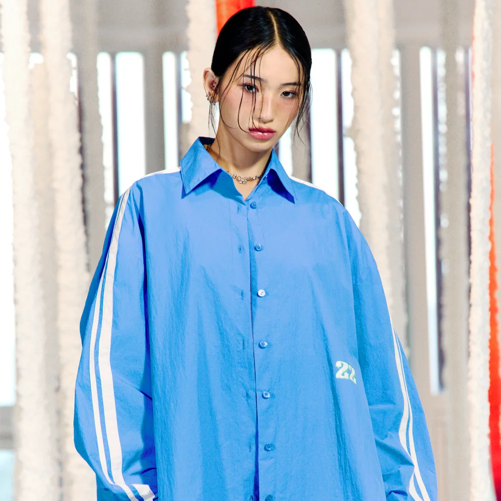 LINE OVERSIZED SHIRT BLUE BQ2WB001