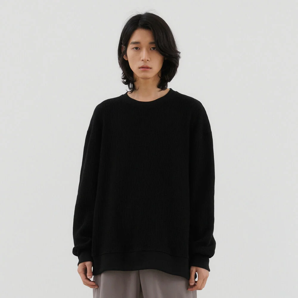 SABLE WAFFLE SWEAT SHIRT (BLACK)