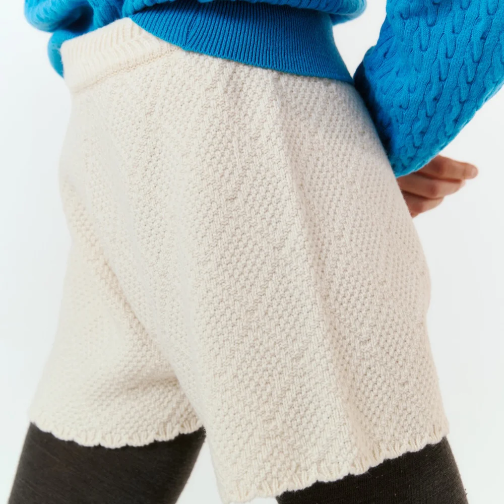 Argyle Knit Shorts (Cream)