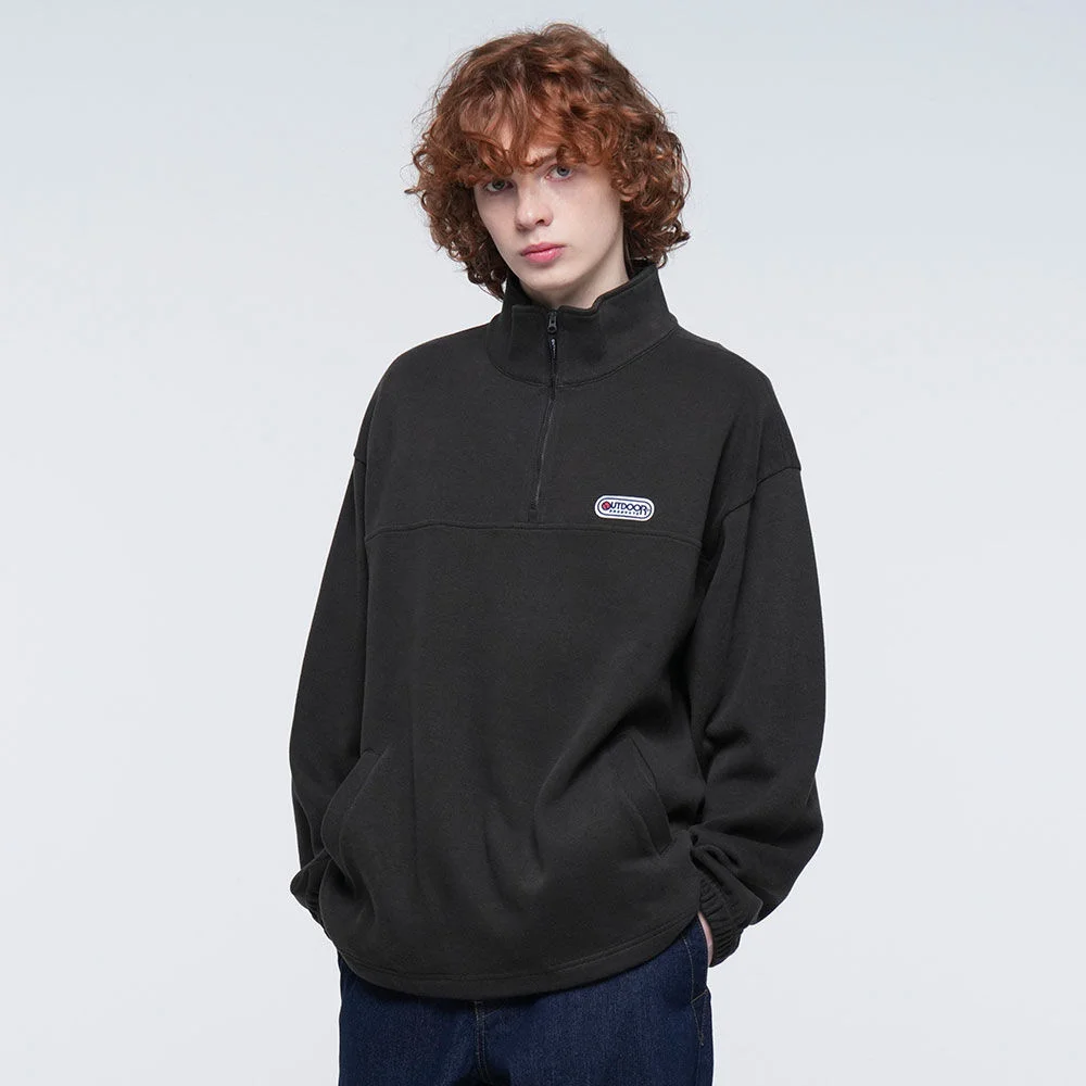 HALF-ZIP-UP SWEAT SHIRT (DEEP BROWN)