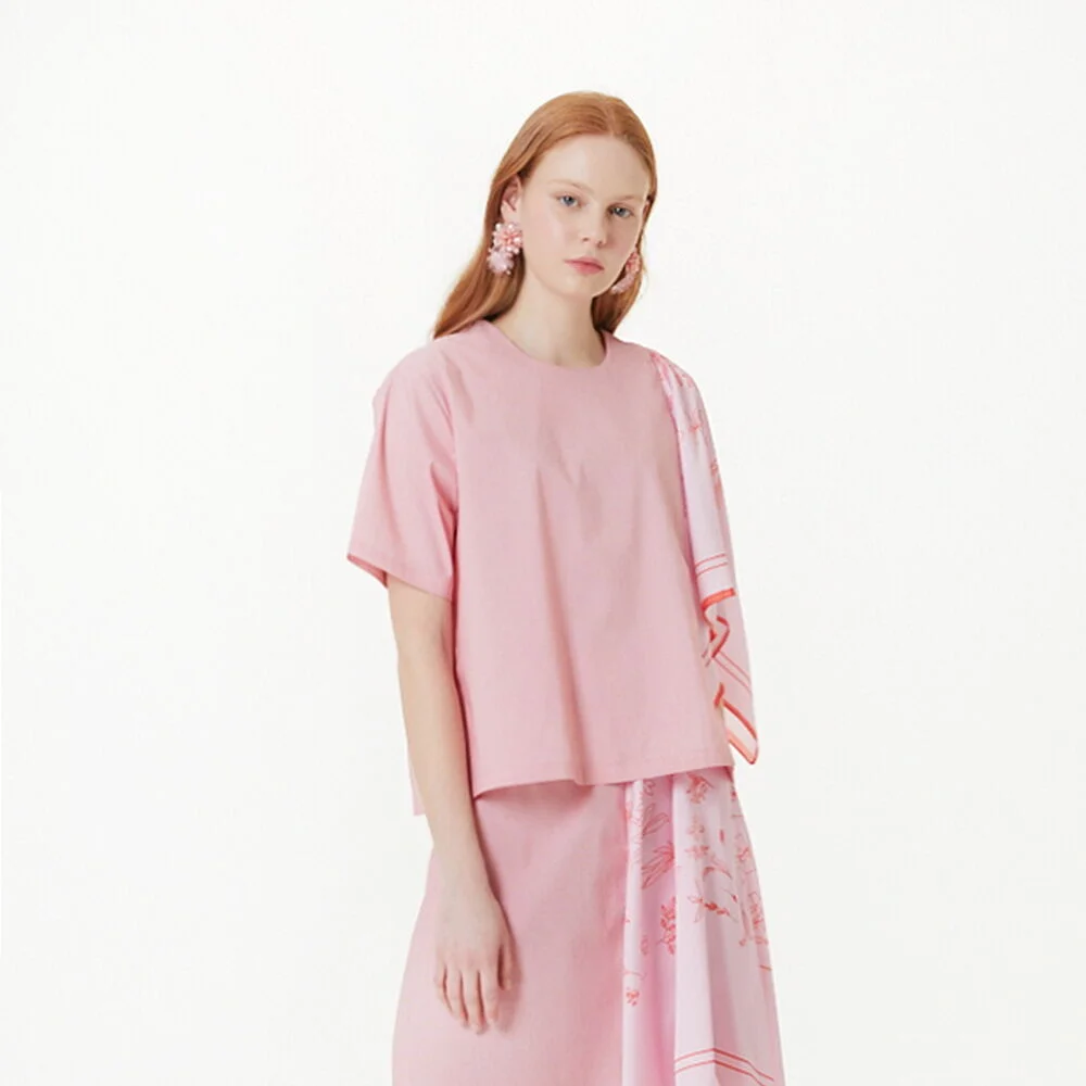 SCARF LAYERED TOP (PINK)