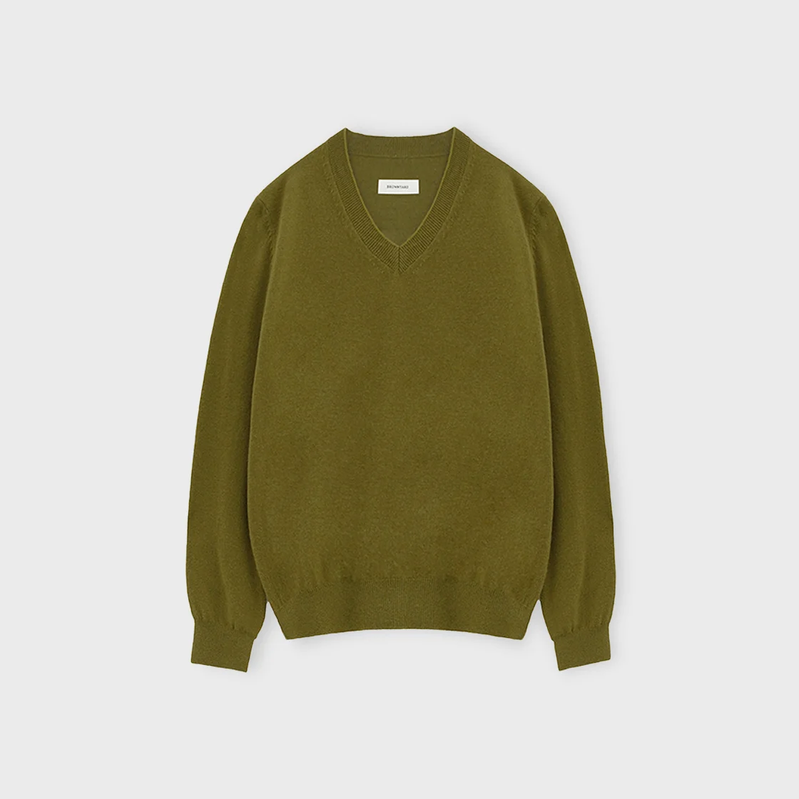 Extra Super Fine V Neck Knit, Olive