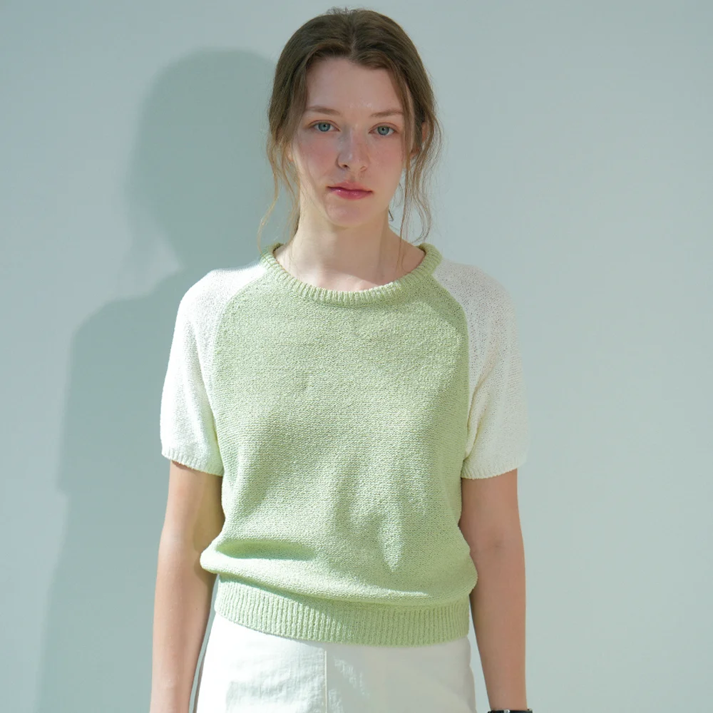 Round Color Matching Half Knit (Yellow_green)