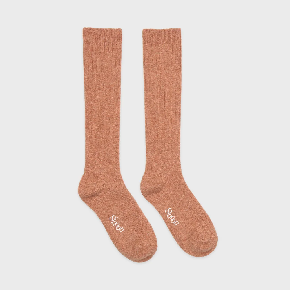 WOOL BLEND CREW SOCKS (Apricot)
