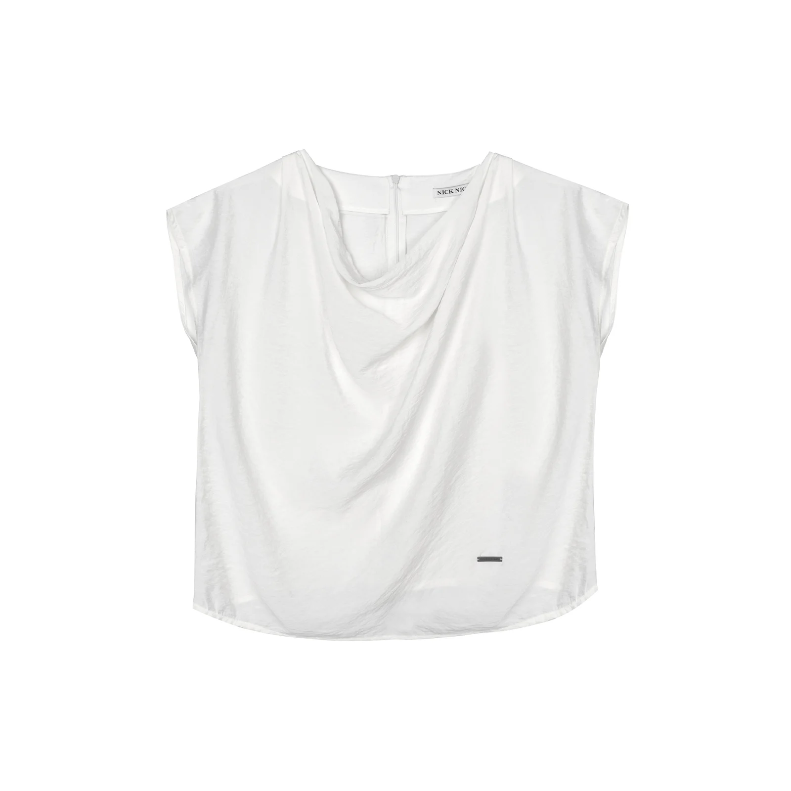 DRAPE NECK BLOUSE_WHITE
