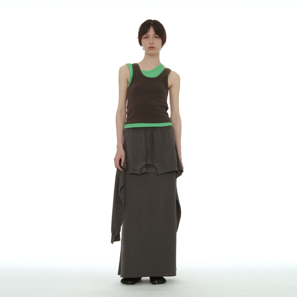 DECONSTRUCTED TEE MAXI SKIRT_CHARCOAL
