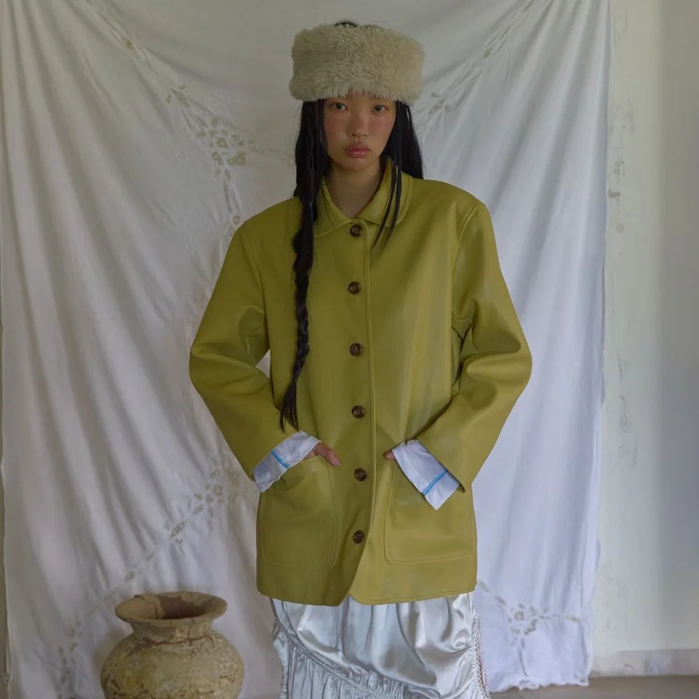 Old Town Leather Coat / Vintage Olive