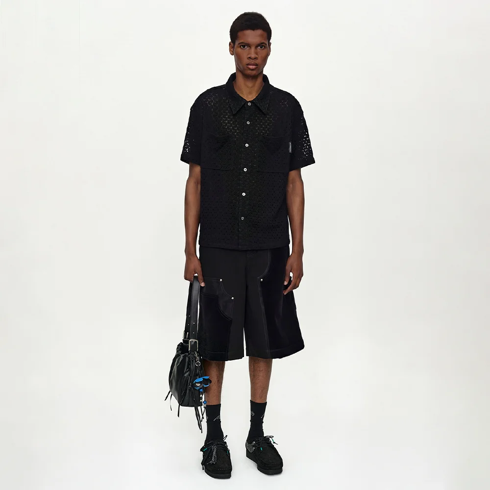 TRES SHEER KNITTED SHIRT atb1448m(BLACK)
