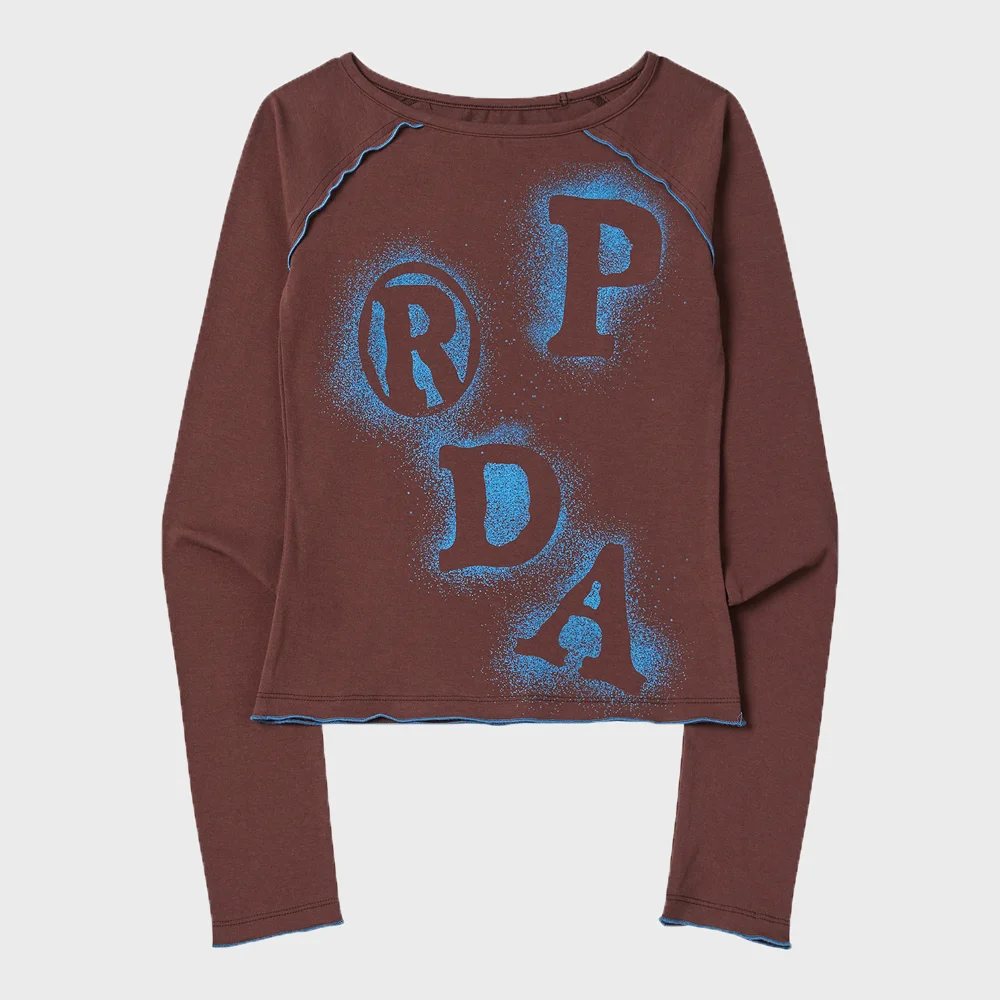 BOAT NECK INTERLOCK LONG SLEEVE BROWN