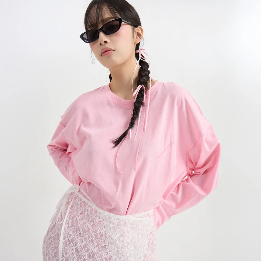 Chouetties by LUCKY CHOUETTE_Loose Fit Long T-shirt (pink)_LATAX25460PIX