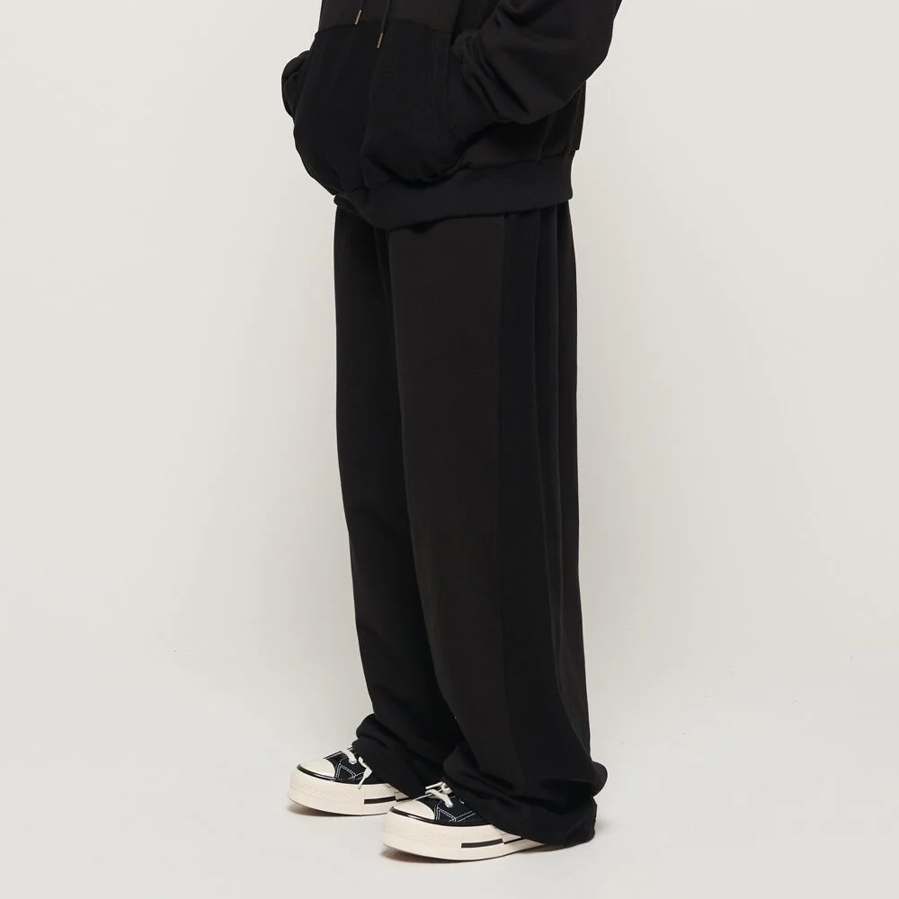 Y2K STYLE BASIC OVERSIZED SWEAT PANTS (BLACK)