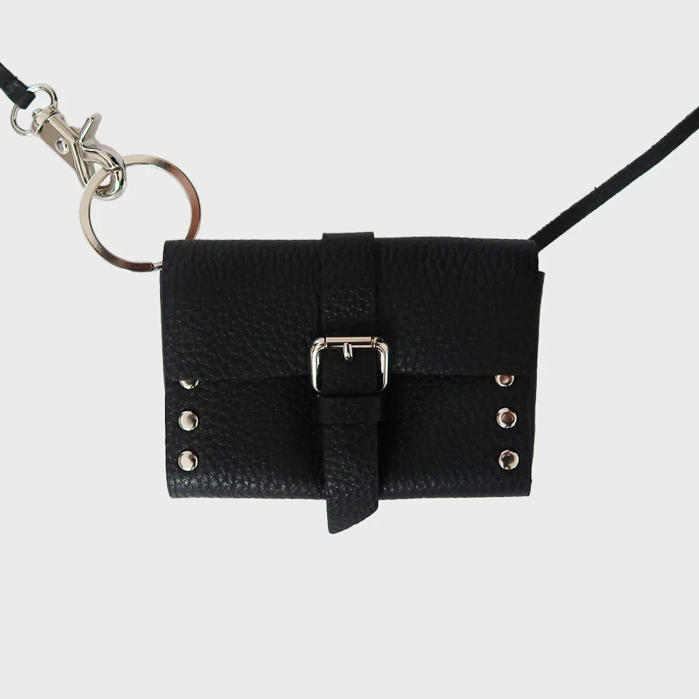 Killi Real Leather Micro Bag - Black Silver
