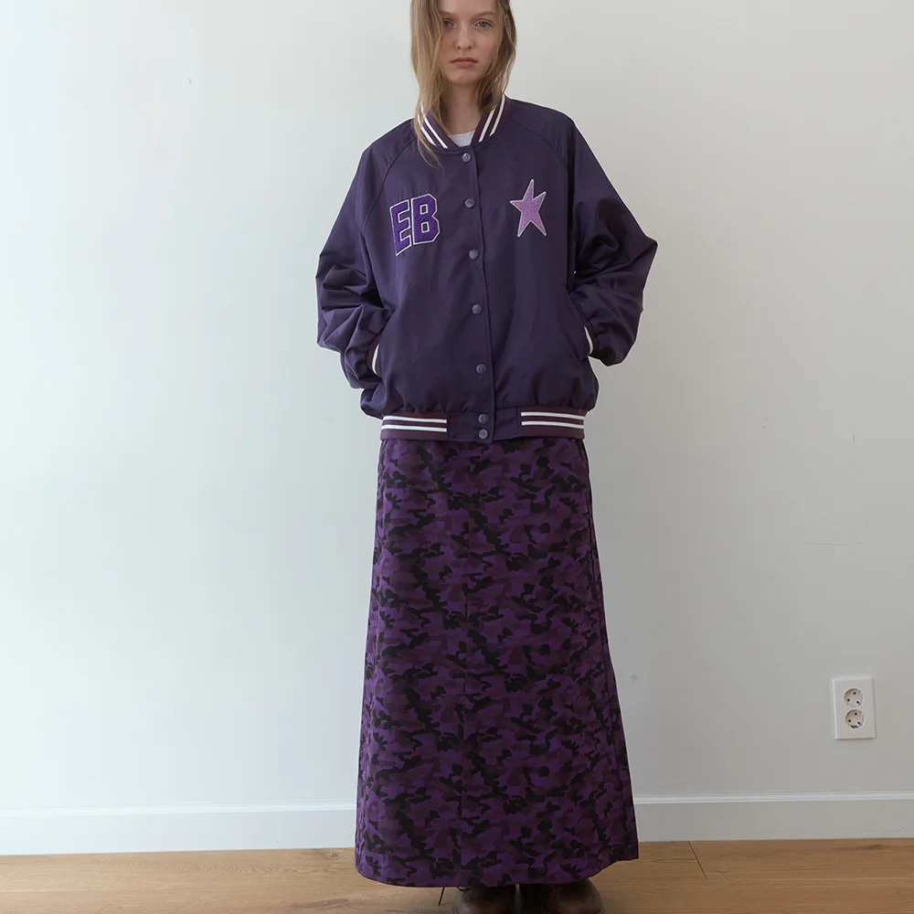 迷彩 長 半身裙 (Purple)