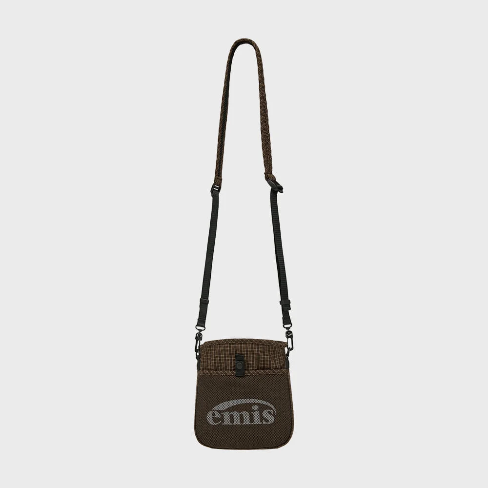 PACKABLE CHECK SACOCHE-BROWN
