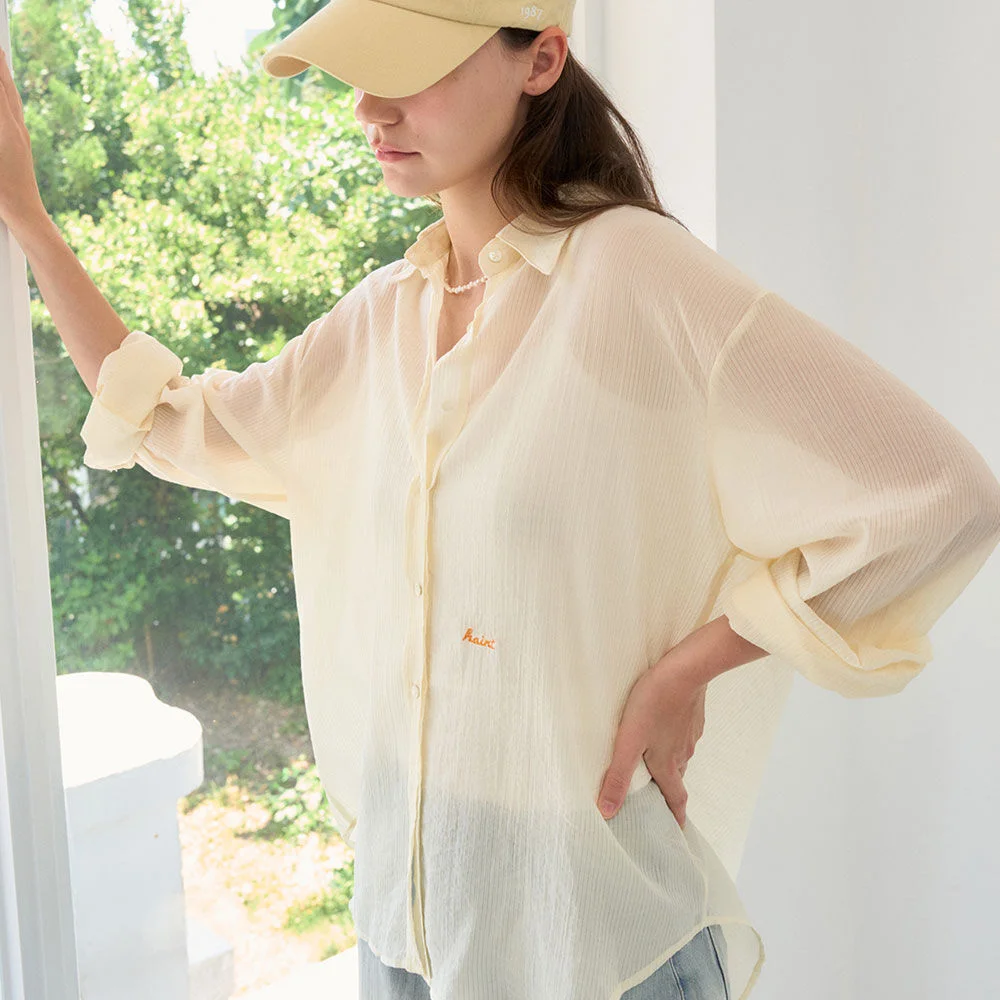 SOLIA SHEER EMBROIDERY OVERSIZE SHIRT 2COL_LIGHT YELLOW
