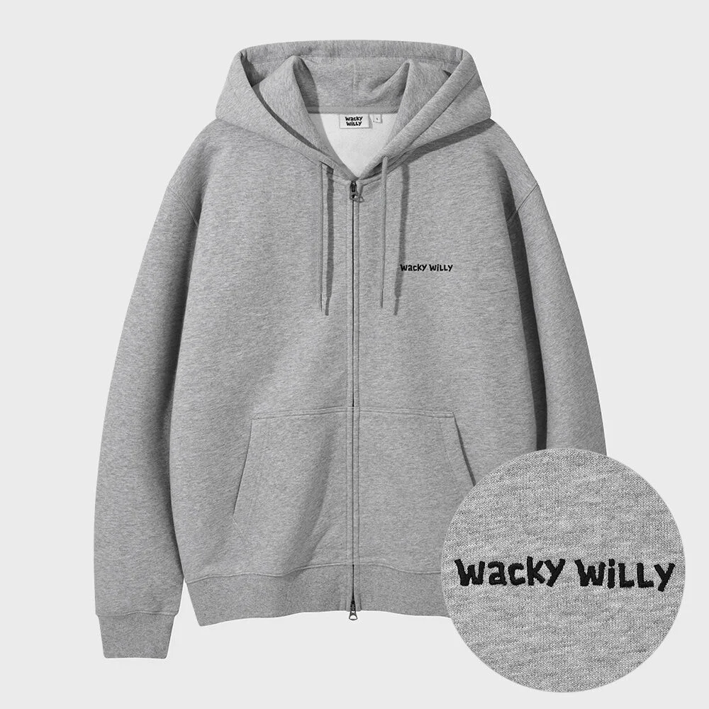 基本款 Wacky 字體 標誌 連帽拉鍊外套 灰色