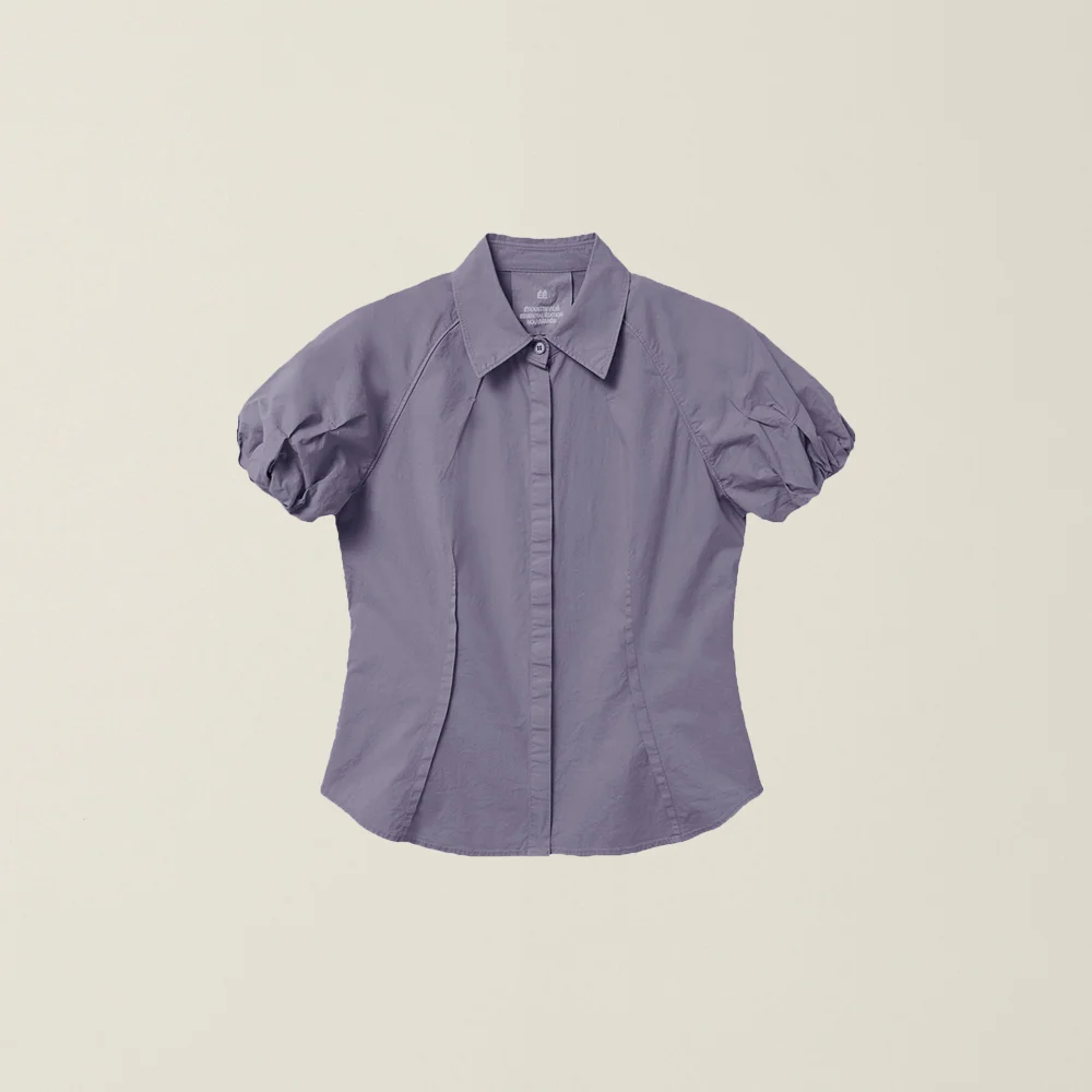WOMENS BALLOON SLEEVE BLOUSE SLATE GREY