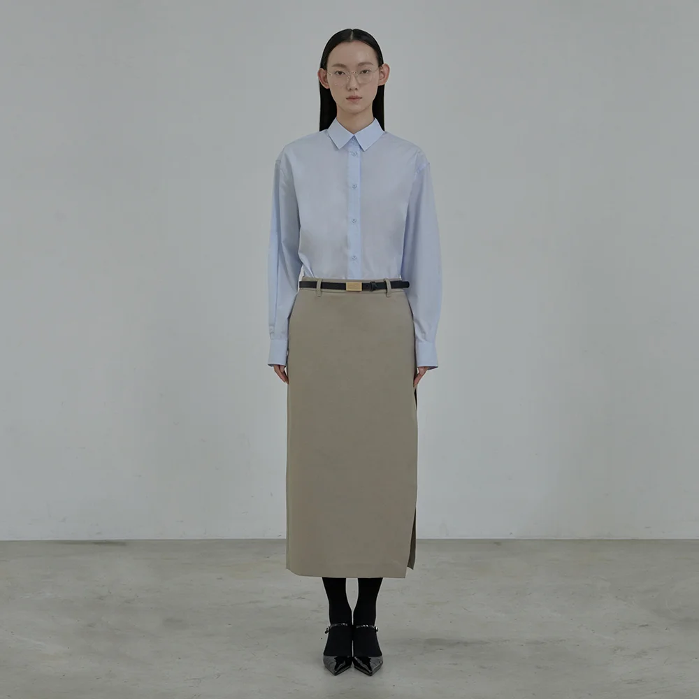 Slit Long Suit Skirt - Beige