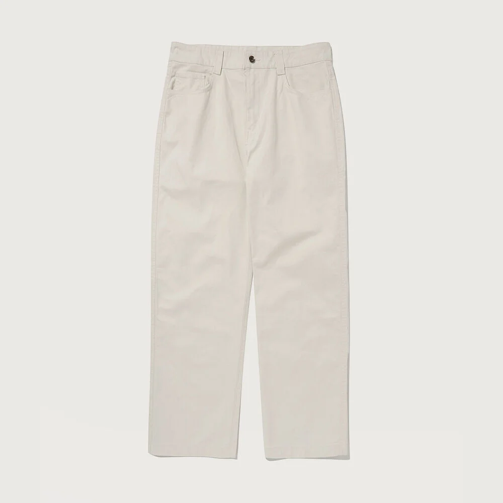 成衣 水洗 帆布 純棉 直筒 褲子 Off White