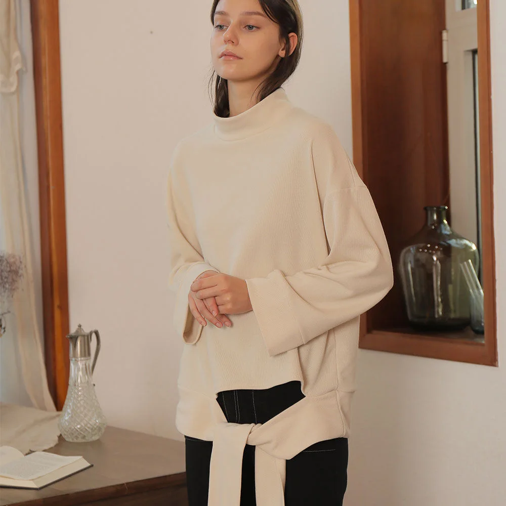 TIED TURTLENECK T-SHIRT_IVORY